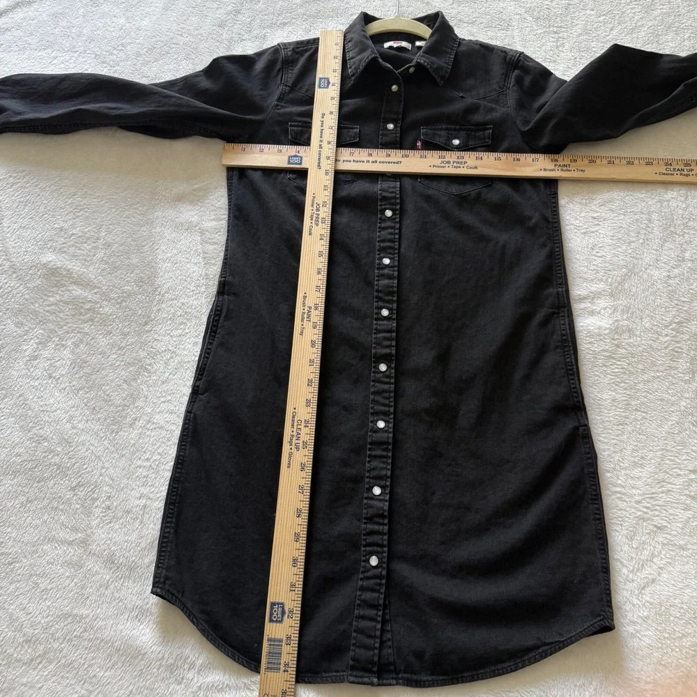 Levi's‎ Black Denim Shirt Dress Western Snap Front Size Small